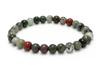 Bracelet Jaspe Héliotrope Bloodstone AB Perles 6-7 mm