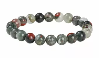 Bracelet Jaspe Héliotrope Bloodstone AB Perles 8-9 mm