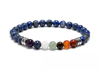 Bracelet Lapis Lazuli 7 Chakras A Perles 6 mm