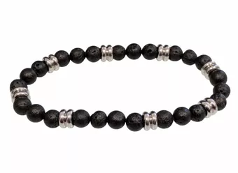 Bracelet Pierre de Lave & Charms AB perles 6mm