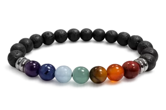 Bracelet Pierre de Lave 7 Chakras A+ Perles 8mm