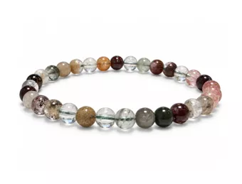 Bracelet Cristal de Roche Rutile Multicolore Lodolite A Perles 6 mm
