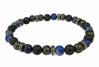 Bracelet Lapis Lazuli, Pierre de Lave, Charms A perles 6mm