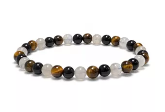 Bracelet Labradorite Oeil de Tigre Obsidienne Noire A Perles 6 mm