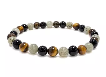 Bracelet Labradorite Œil de Tigre Onyx A perles 6mm