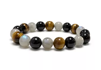 Bracelet Labradorite Oeil de Tigre Tourmaline A Perles 10 mm