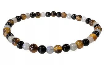 Bracelet Labradorite Oeil de tigre Tourmaline A perles 4mm