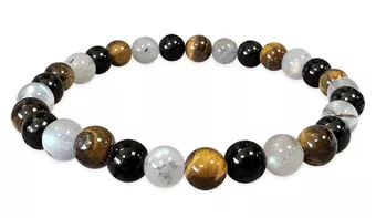 Bracelet Labradorite, Œil de Tigre & Tourmaline A perles 6mm