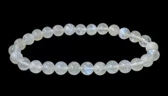 Bracelet Pierre de Lune Blanche Péristérite A perles 6-6.5mm
