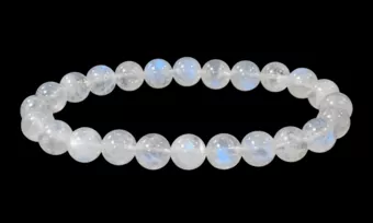 Bracelet Pierre de Lune Blanche Péristérite AAA perles 8mm