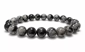 Bracelet Obsidienne Flocon de Neige A Perles 8-9 mm