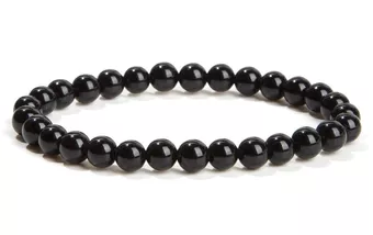Bracelet Obsidienne Noire Perles 6mm