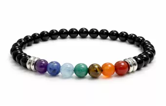 Bracelet Onyx 7 Chakras A Perles 6mm