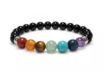 Bracelet Onyx 7 Chakras A Perles 8 mm