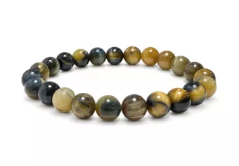 Bracelet Oeil de Tigre Doré A Perles 8 mm