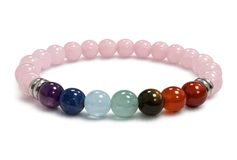 Bracelet Quartz Rose 7 Chakras A perles 8mm