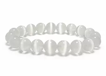 Bracelet Sélenite Œil de Chat AA perles 10mm