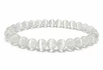 Bracelet Sélenite Oeil de Chat AA perles 6mm