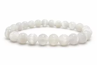 Bracelet Sélenite Œil de Chat A perles 8mm