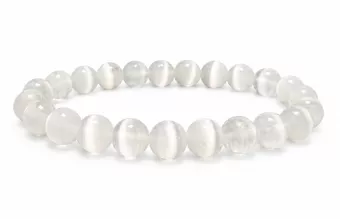 Bracelet Sélenite Œil de Chat AA perles 8mm