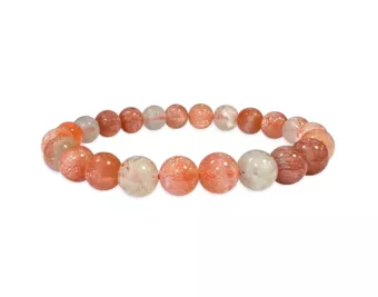 Bracelet Pierre de Soleil Polychrome aux Inclusions Hématoïdes AA perles 8-9mm
