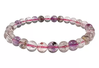 Bracelet en Super Seven AA  Quartz à Inclusions  Perles 6 mm