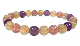 Bracelet Améthyste Quartz Rutile Quartz Fraise A Perles 7-8 mm
