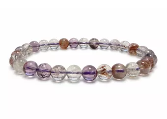 Bracelet Super Seven  Quartz Fantôme Violet AA  Perles 6–7 mm