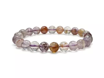 Bracelet Super Seven  Quartz Fantôme Violet AA  Perles 8–9 mm