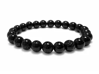 Bracelet Tourmaline Noire AB perles 7-8mm