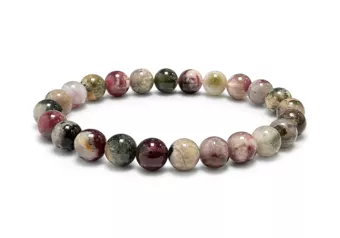 Bracelet Tourmaline Multicolore A Perles 8 mm