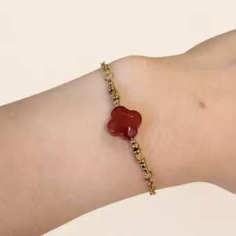 Bracelet Chance en Cornaline A – Trèfle