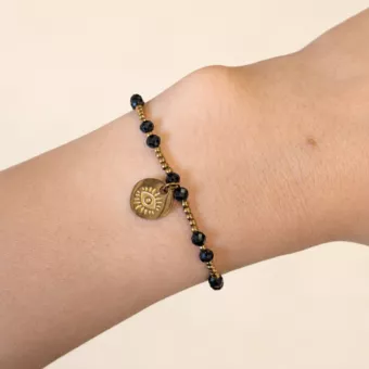 Bracelet Protection en Spinelle Noir A – Œil Protecteur