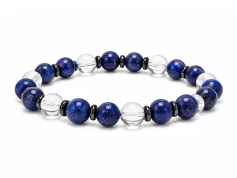 Bracelet Cristal de Roche & Lapis-Lazuli AA perles 8mm