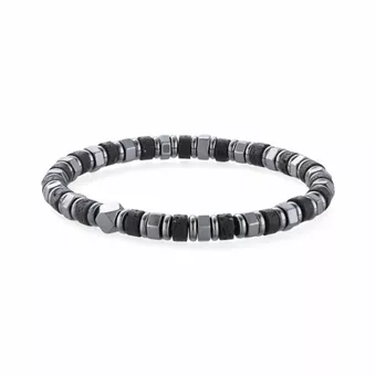 Bracelet Pierre de Lave & Hématite A perles 6mm