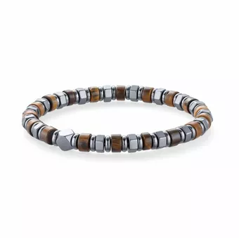 Bracelet Œil de Tigre & Hématite A perles 6x3mm