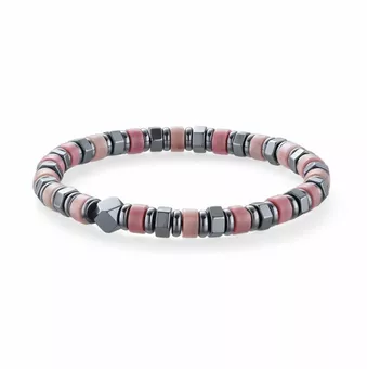 Bracelet Rhodonite & Hématite A perles 6x3mm