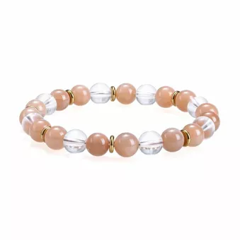 Bracelet Cristal de Roche & Pierre de Soleil AA perles 8mm