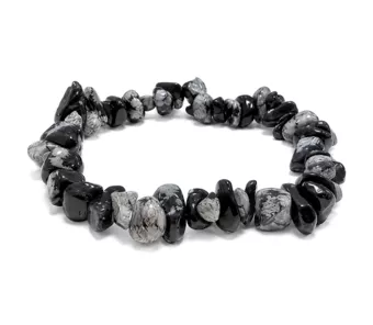 Bracelet Chips en Obsidienne Flocon de Neige A 5-8mm