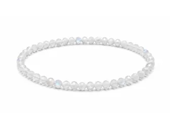 Bracelet en Pierre de Lune Blanche Péristérite Facettée AA – Perles 3 mm
