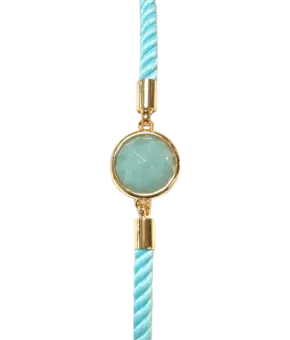 Bracelet Corde Laiton Amazonite Rond Facetté 12mm