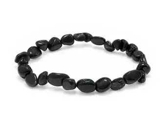 Bracelet Pierres Roulées Obsidienne Noire A 6-8 mm