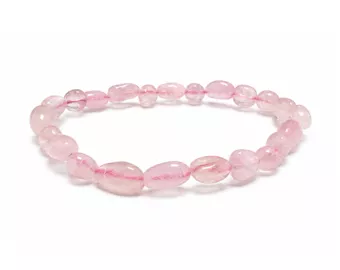 Bracelet Pierres Roulées Quartz Rose A 6-8mm