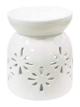 Brûleur Huile Céramique Blanc Ajouré 8.5cm