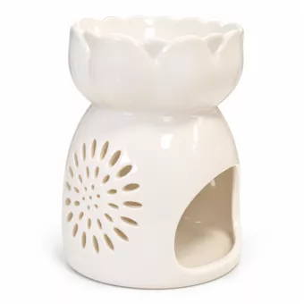 Brûle-Parfum Lotus Blanc en Céramique 11 cm
