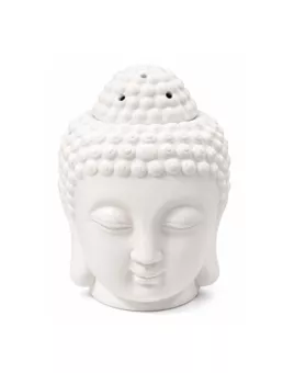 Brûleur à Huile en Céramique Tête de Bouddha Blanc 14cm