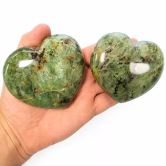 Lot de 2 Cœurs en serpentine polie 0.620kg