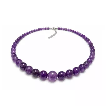 Collier Chute Améthyste A+ Perles 4-12mm 50cm