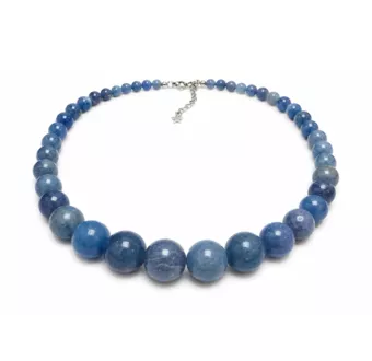 Collier Chute Aventurine Bleue A Perles 4-12mm 50cm