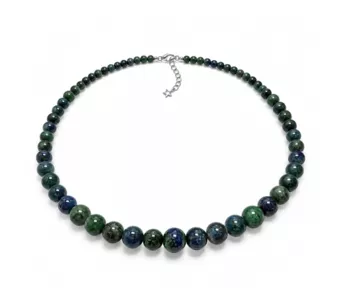 Collier Chute Malachite & Azurite Traitée A Perles 4-12 mm 50 cm